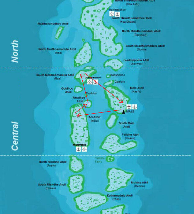 North Ari-Rasdhoo-Baa Routing Malediven