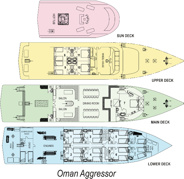 Deckplan Tauchsafariboot Oman Aggressor
