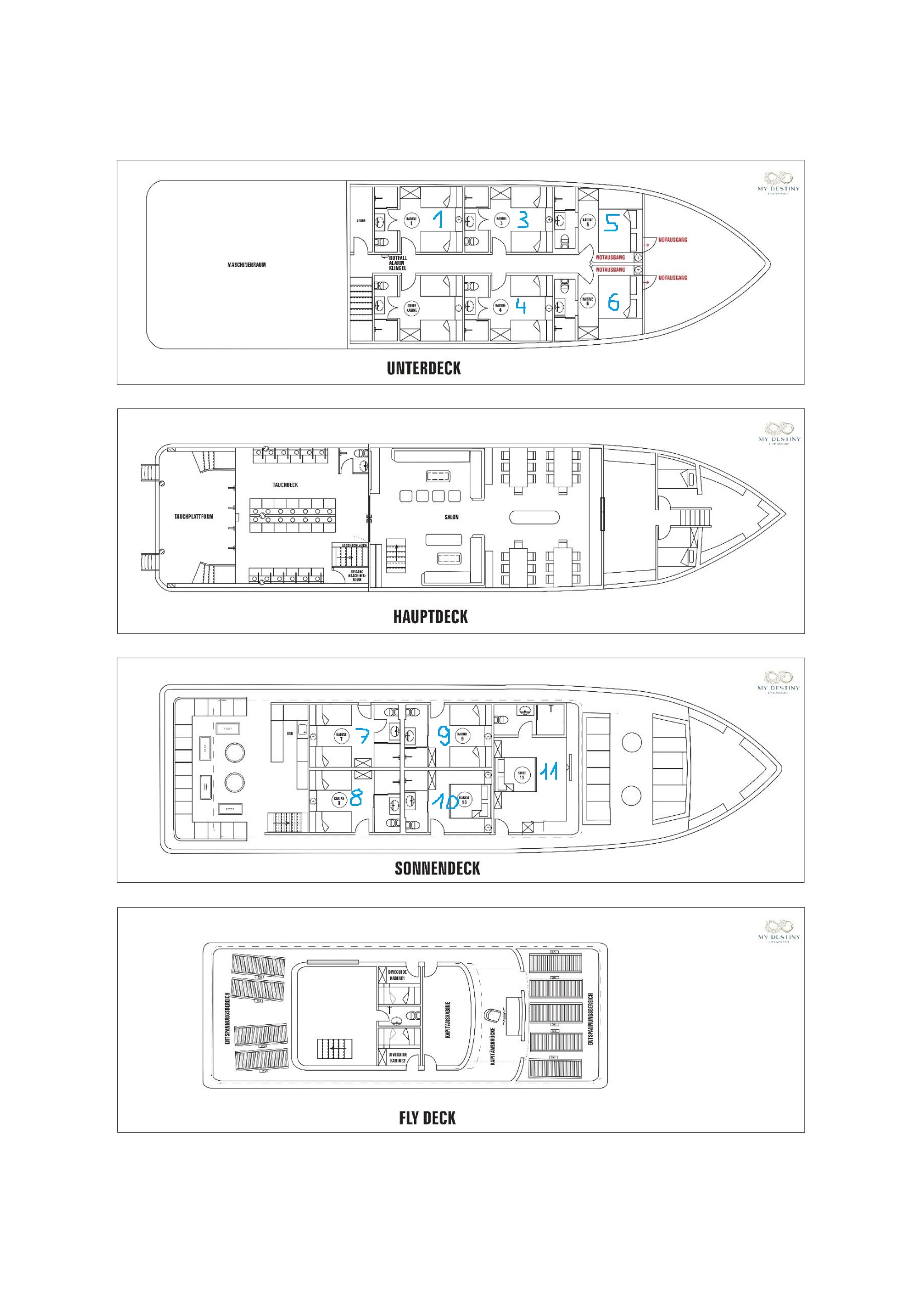 Deckplan Tauchsafarischiff MY Destiny