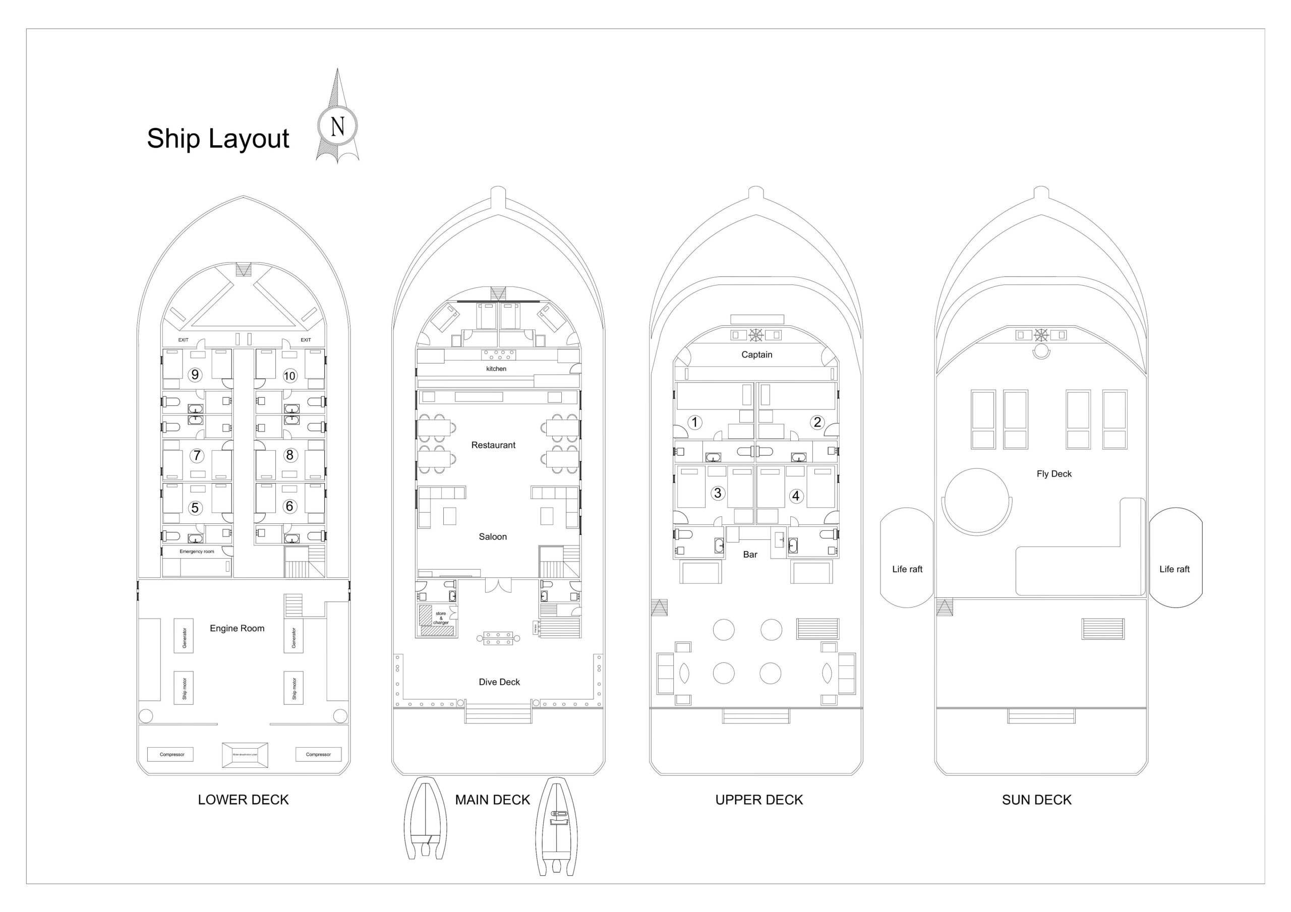 Deckplan Safarischiff Alia Soul