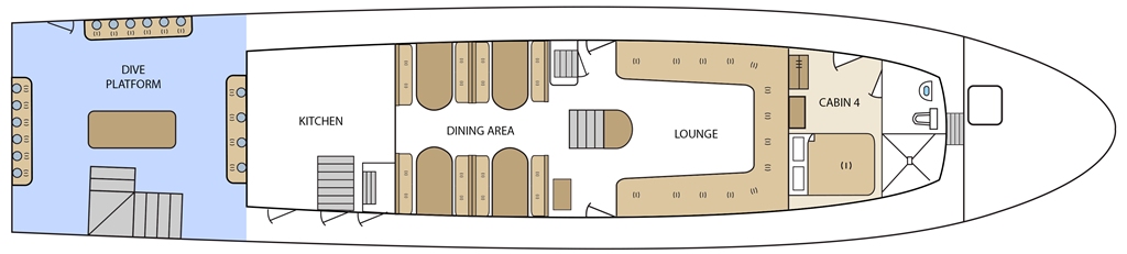 Deckplan Hauptdeck Tauchsafariboot Aqua