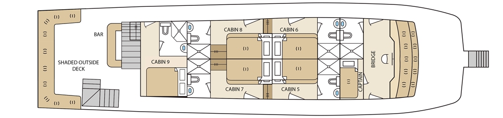 Deckplan Oberdeck Tauchsafarischiff Aqua