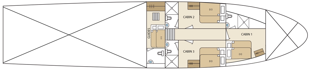 Deckplan Unterdeck Tauchsafariyacht Aqua