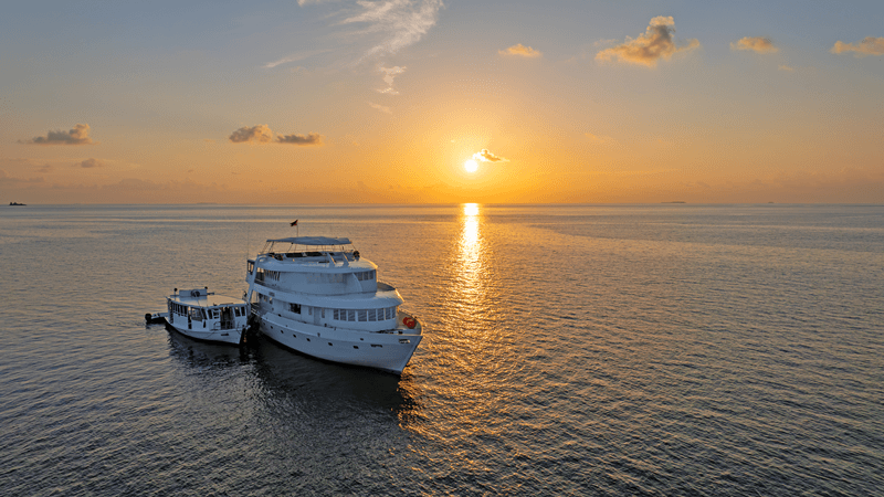 Schiff Dhoni Sonnenuntergang Liveaboard Amba